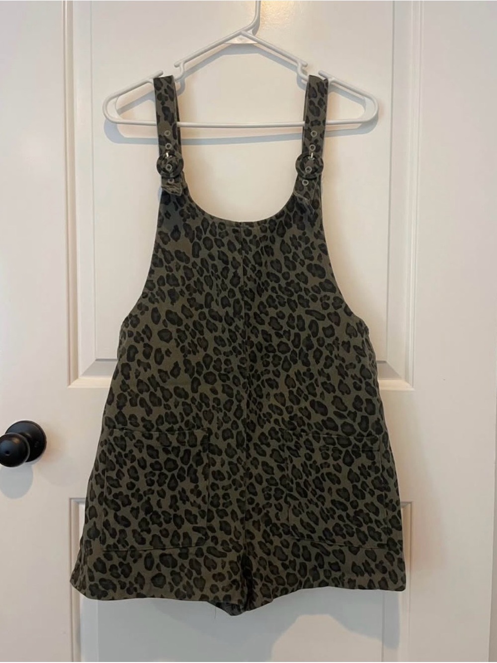 Eden in Love, Denim Olive Green Leopard Romper Overalls, Honolulu, Hawaii